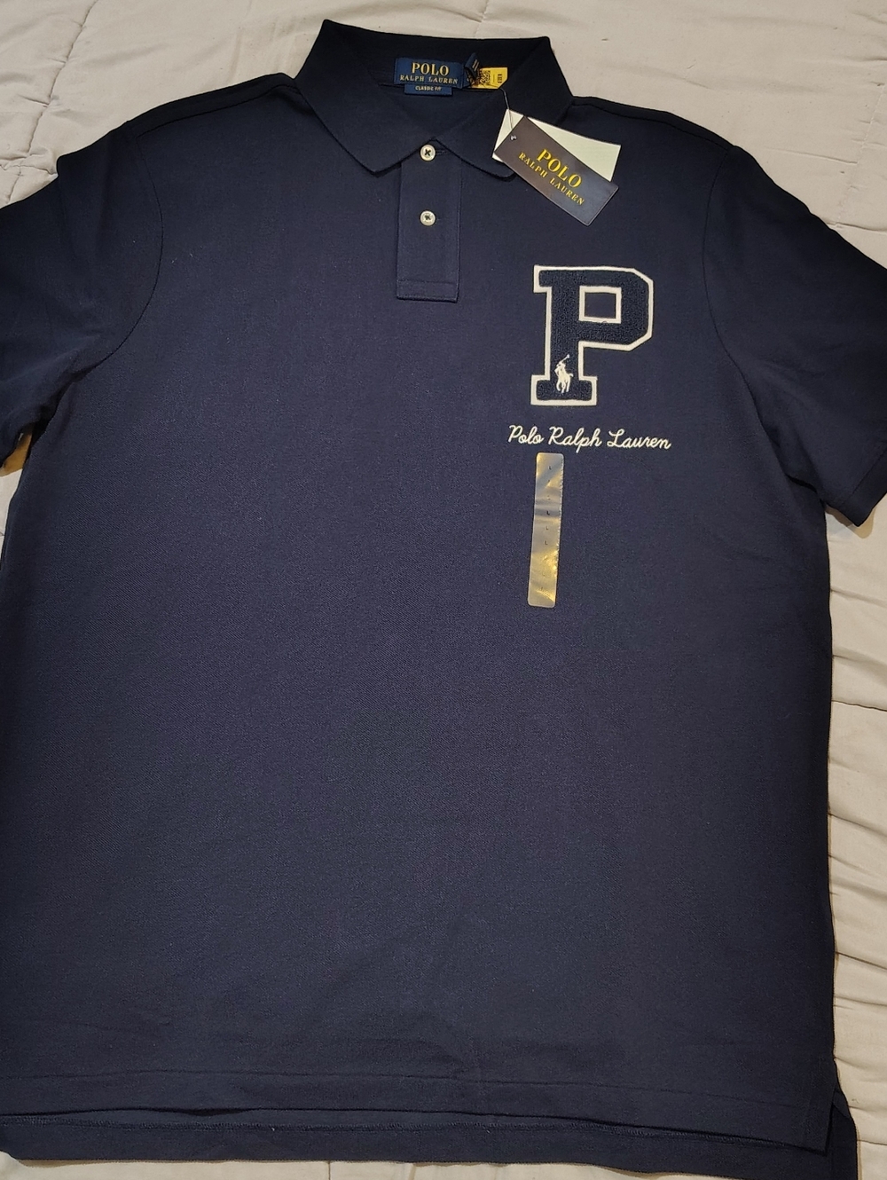 Polo by Ralph Lauren Navy Short-Sleeve Polo with 'P' Patch Size Large NWT